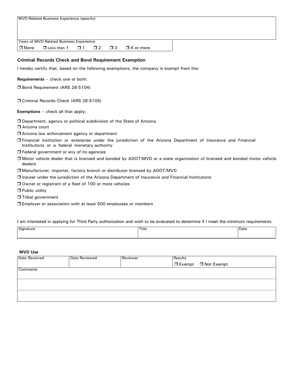 Form 96-0151 Third Party Authorization Interest - Arizona, Page 2