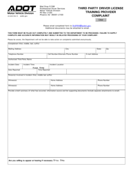 Document preview: Form 40-6400 Third Party Driver License Training Provider Complaint - Arizona