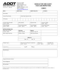 Document preview: Form 36-0102 Vehicle for Hire Audit/Taxi Cab Inspection - Arizona