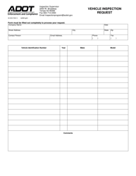 Document preview: Form 96-0834 Vehicle Inspection Request - Arizona
