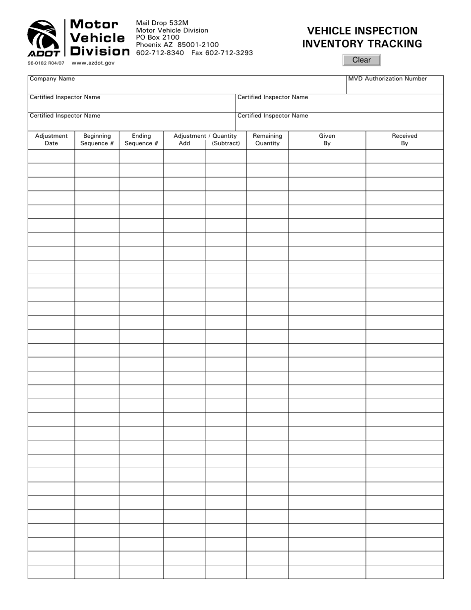 Form 96-0182 - Fill Out, Sign Online and Download Fillable PDF, Arizona ...