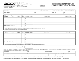Document preview: Form 70-0710 Underground Storage Tank Exmpt/Export Sales Refund - Arizona