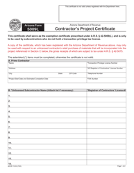 Document preview: Arizona Form 5009L (ADOR11233) Contractor's Project Certificate - Arizona