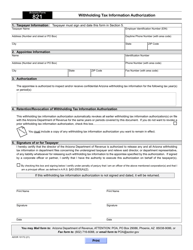 Arizona Form 821 (ADOR10172) &quot;Withholding Tax Information Authorization&quot; - Arizona