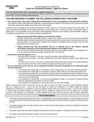 Arizona Form 600D (ADOR10693) Claim for Unclaimed Property - Agent for Owner - Arizona, Page 2