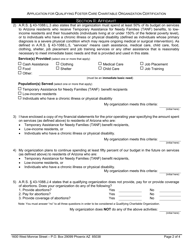Application for Qualifying Foster Care Charitable Organization Certification - Arizona, Page 2