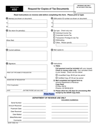 Arizona Form 450 (ADOR10582) &quot;Request for Copies of Tax Documents&quot; - Arizona