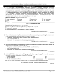 Application for Qualifying Charitable Organization Certification - Arizona, Page 2