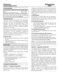 Document preview: Instructions for Arizona Form 285B, ADOR10955 Disclosure Authorization Form - Arizona