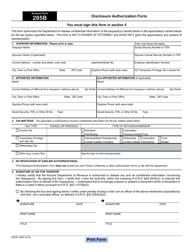 Document preview: Arizona Form 285B (ADOR10955) Disclosure Authorization Form - Arizona