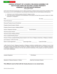 Document preview: Form DOR82132 Annual Affidavit of a Church, Religious Assembly or Institution Using or Holding Leased Property Primarily for Religious Worship - Arizona