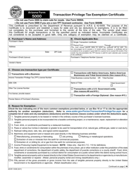 Document preview: Arizona Form 5000 (ADOR10308) Transaction Privilege Tax Exemption Certificate - Arizona