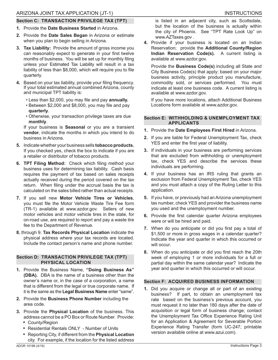 Form Jt 1 Ador10196 Fill Out Sign Online And Download Fillable Pdf Arizona Templateroller