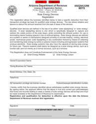 Document preview: Arizona Form 6015 (ADOR10447) Solar Energy Devices Application for Registration - Arizona