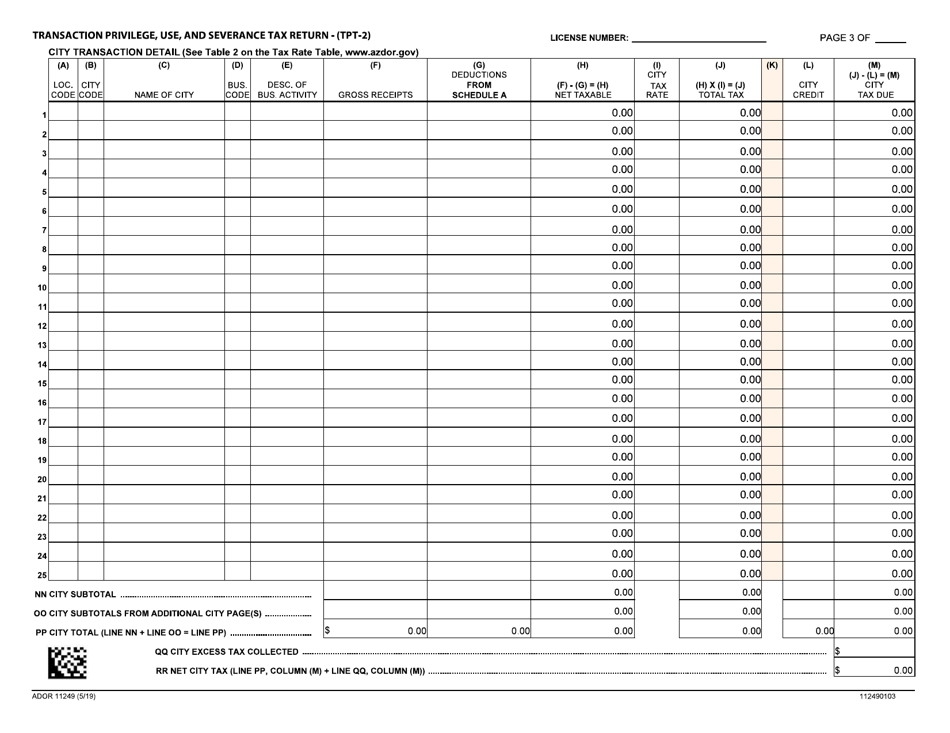 Form TPT-2 (ADOR11249) - Fill Out, Sign Online and Download Fillable ...