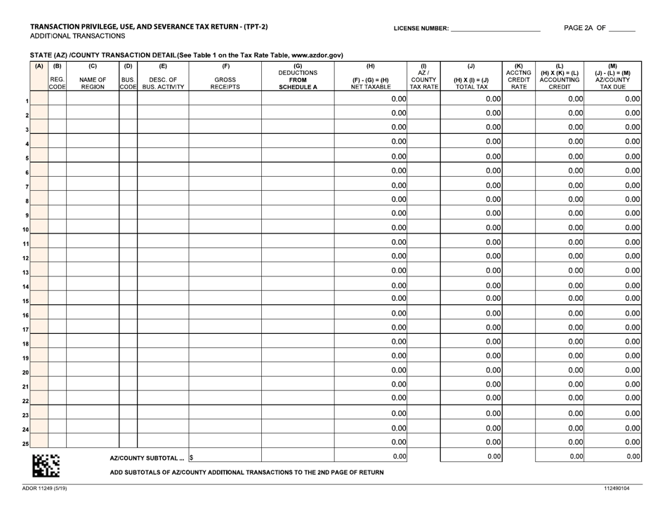 Form Tpt 2 Ador11249 Fill Out Sign Online And Download Fillable Pdf Arizona Templateroller 