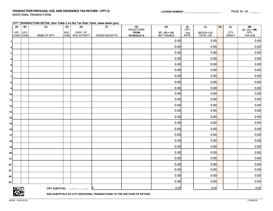 Form TPT-2 (ADOR11249) Transaction Privilege, Use, and Severance Tax Return - Arizona, Page 6