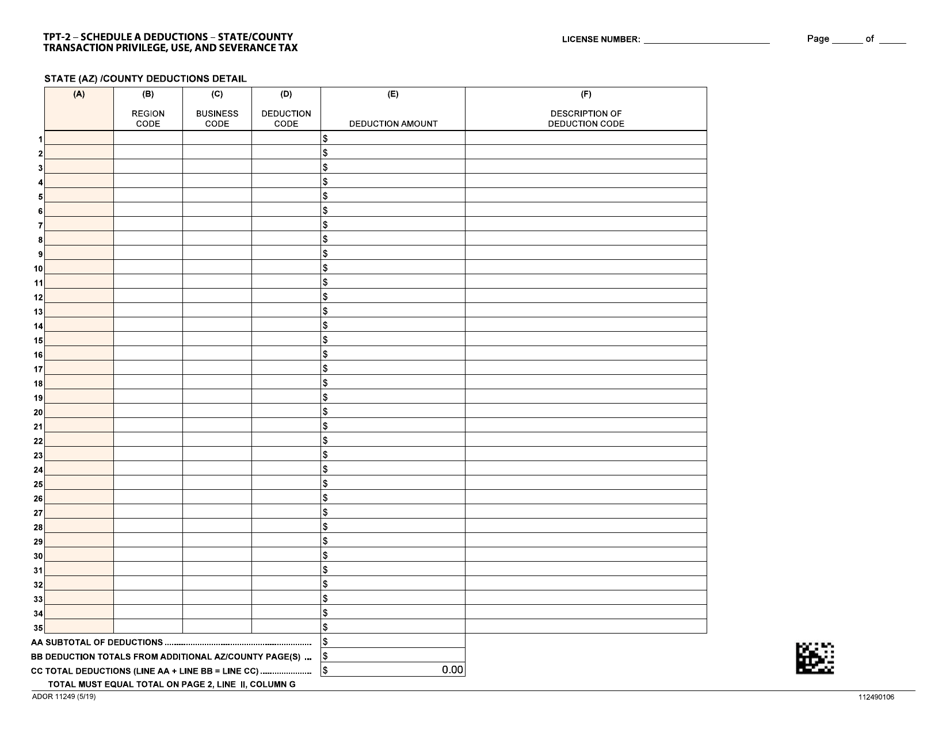 Form TPT-2 (ADOR11249) Transaction Privilege, Use, and Severance Tax Return - Arizona, Page 7