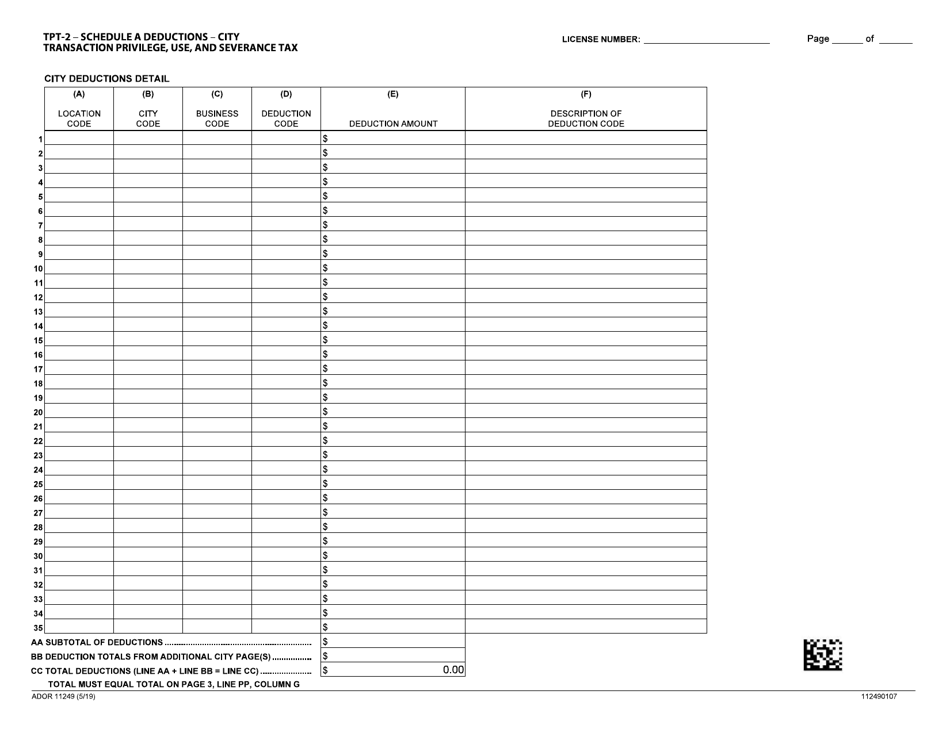 Form TPT-2 (ADOR11249) Transaction Privilege, Use, and Severance Tax Return - Arizona, Page 8