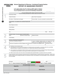 Document preview: Arizona Form 650A (ADOR10755) Report of Abandoned Property - Arizona