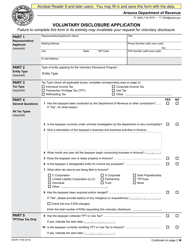 Form ADOR11158 Voluntary Disclosure Application - Arizona