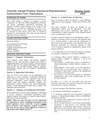 Instructions for Arizona Form 285P, ADOR82285P Centrally Valued Property Disclosure/Representation Authorization Form - Arizona