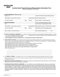 Document preview: Arizona Form 285P (ADOR82285P) Centrally Valued Property Disclosure/Representation Authorization Form - Arizona