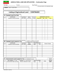 Document preview: Form DOR82916-C Agricultural Land Use Application - Continuation Page - Arizona