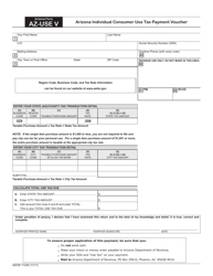 Document preview: Arizona Form AZ-USE V (ADOR11349) Arizona Individual Consumer Use Tax Payment Voucher - Arizona