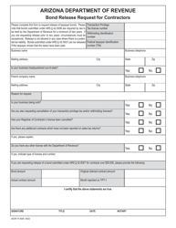 Document preview: Form ADOR74-4008 Bond Release Request for Contractors - Arizona