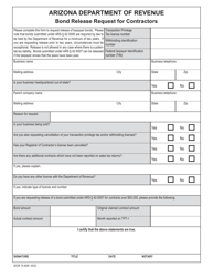 Form ADOR74-4008 Bond Release Request for Contractors - Arizona