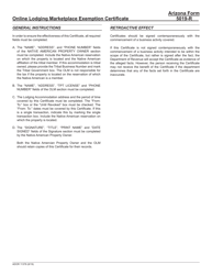 Arizona Form 5019-R (ADOR11378) Online Lodging Marketplace Exemption Certificate - Arizona, Page 2