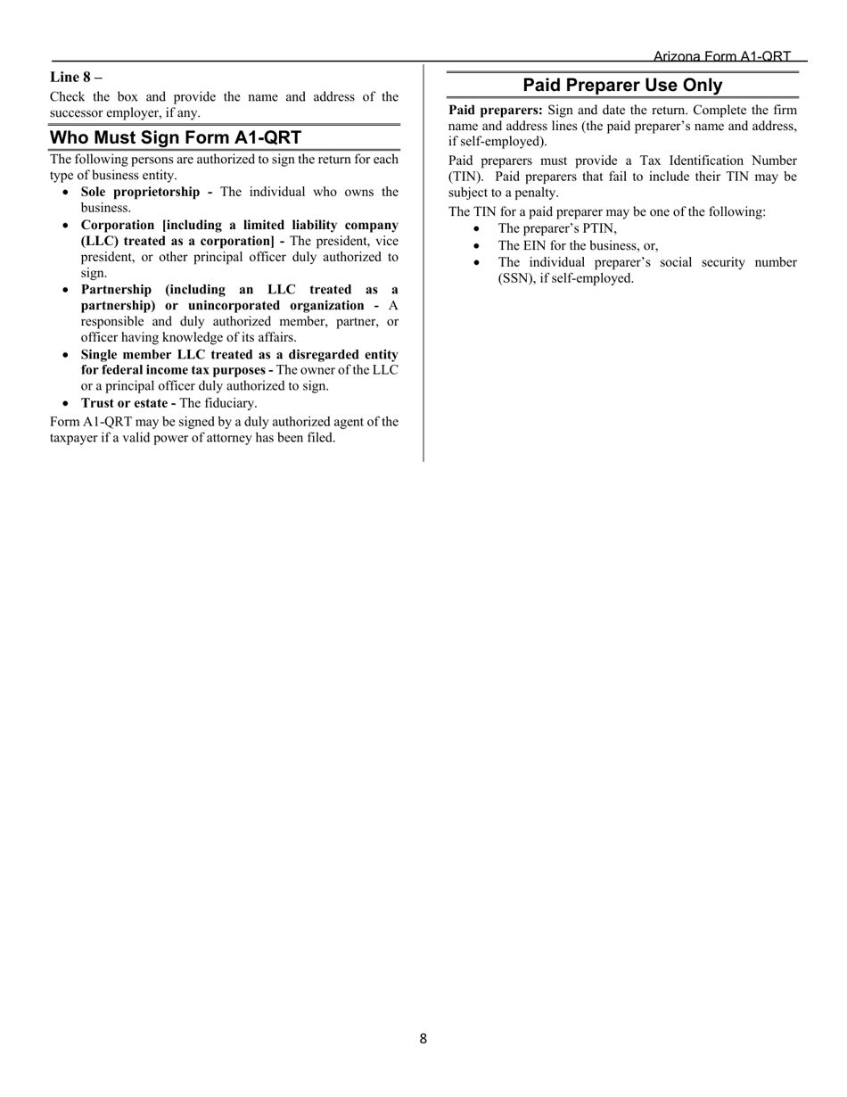 Arizona Form A1-QRT (ADOR10888) Arizona Quarterly Withholding Tax Return - Arizona, Page 10