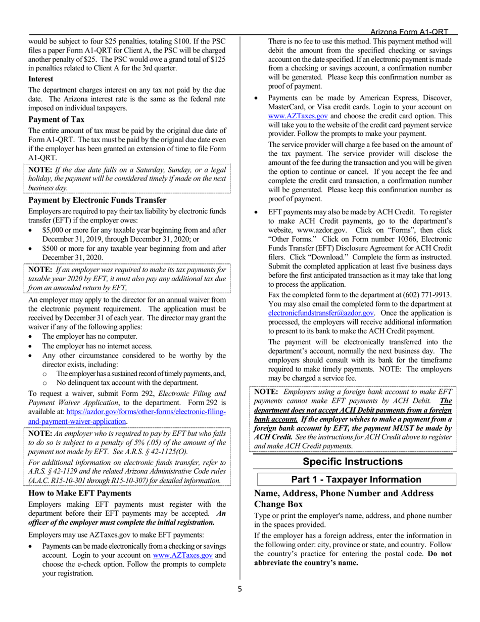 Arizona Form A1-QRT (ADOR10888) Arizona Quarterly Withholding Tax Return - Arizona, Page 7