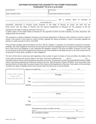 Document preview: Form ADOR11361 Distributor Bond for Cigarette Tax Stamp Purchases - Arizona