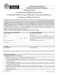 Document preview: Arizona Form 5000HC (ADOR11228) Transaction Privilege Tax Healthcare Exemption Certificate - Arizona