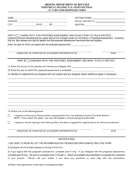 Taxpayer Response Form - Arizona