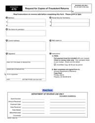 Arizona Form 470 (ADOR11299) Request for Copies of Fraudulent Returns - Arizona