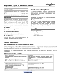 Arizona Form 470 (ADOR11299) Request for Copies of Fraudulent Returns - Arizona, Page 2