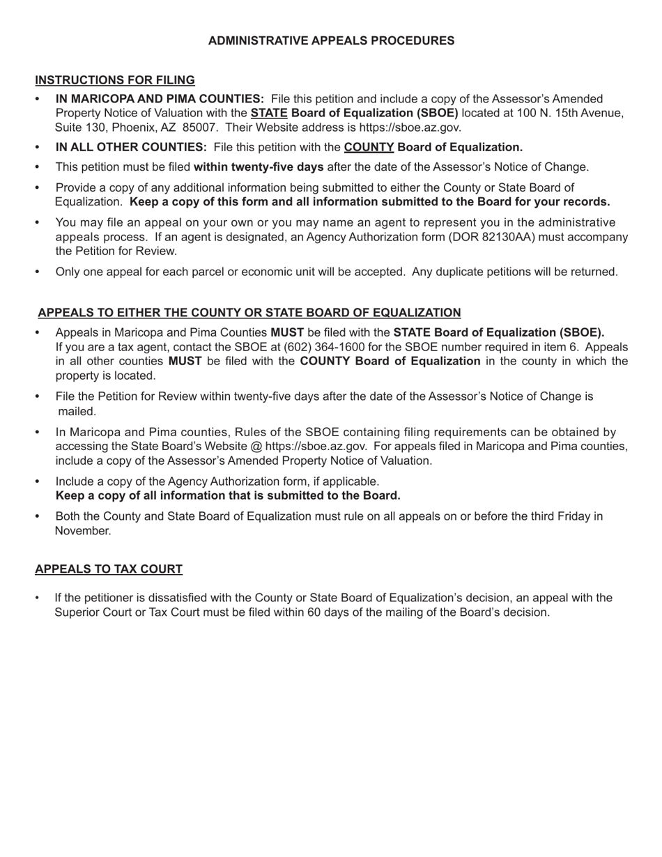 Form DOR82130NC Petition for Review of Notice of Change - Arizona, Page 2