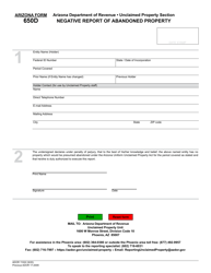 Document preview: Arizona Form 650D (ADOR11022) Negative Report of Abandoned Property - Arizona