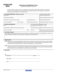 Document preview: Arizona Form 285C (ADOR10954) Disclosure Certification Form - Arizona