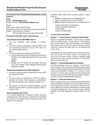 Arizona Form 285-PMC (ADOR11375) Residential Rental Property Disclosure/Authorization Form - Arizona, Page 2