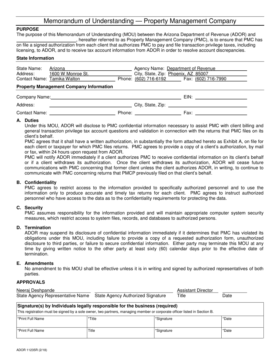 Form ADOR11348 Property Management License Application - Arizona, Page 2