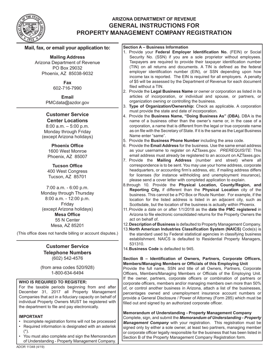 Form ADOR11348 Property Management License Application - Arizona, Page 3