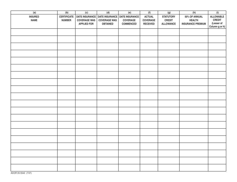 Form ADOR05-5542 Notification of Health Insurance Coverage - Arizona, Page 2