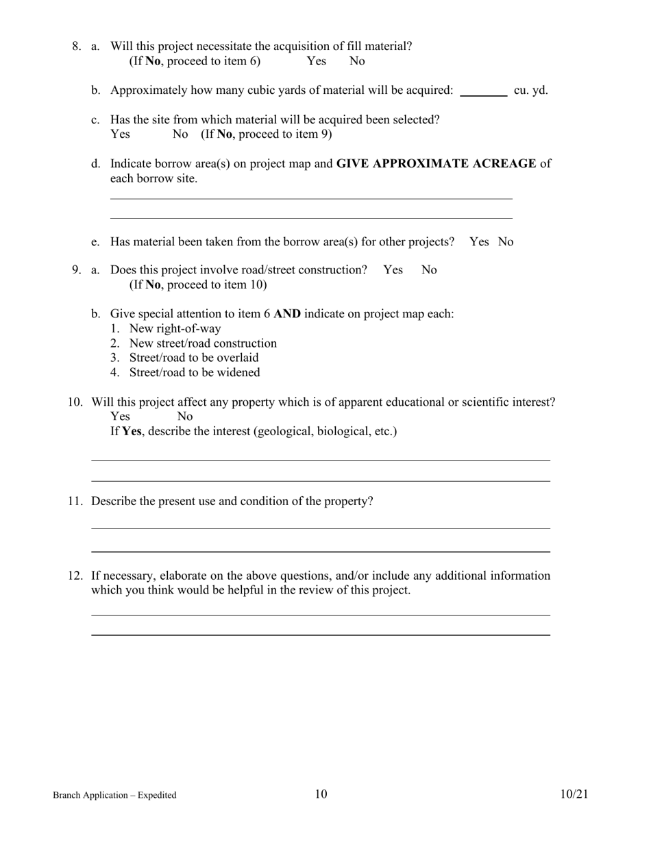 Application for Branch Bank - Expedited - Arkansas, Page 10