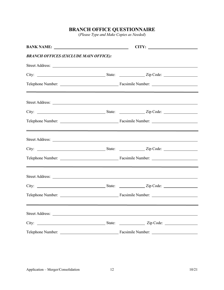 Application for Merger or Consolidation - Arkansas, Page 12