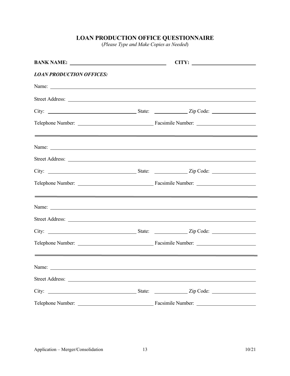 Application for Merger or Consolidation - Arkansas, Page 13