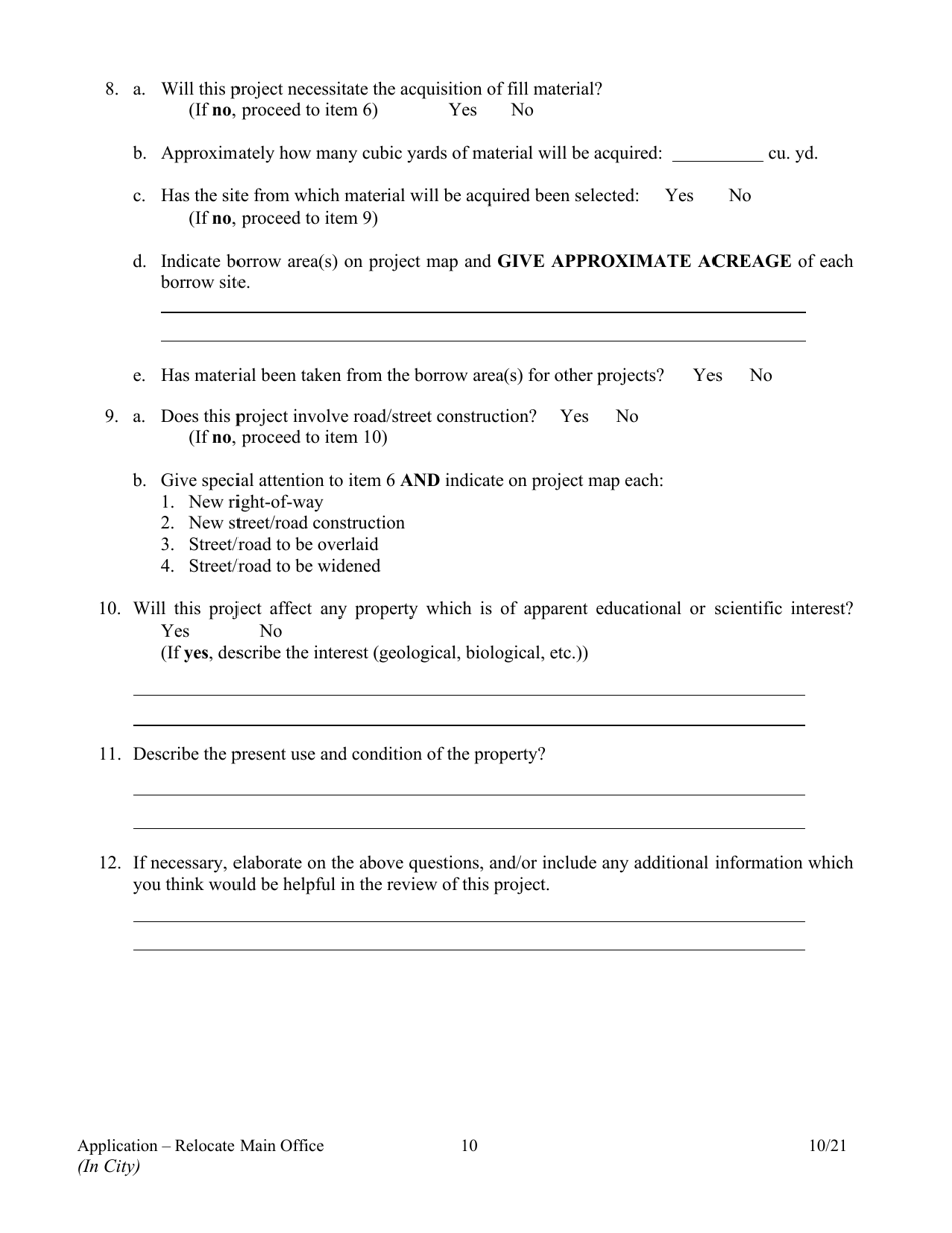 Application to Relocate Main Office (In City) - Arkansas, Page 10